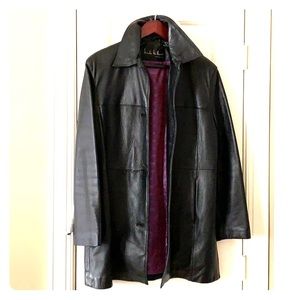 🔥Lux! NICOLE MILLER thigh length leather coat